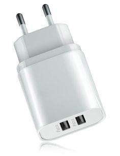Double prise USB + prise alume cigare - blanche - En blister