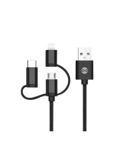 Câble 3 en 1 Forever USB - Lightning, USB-C, microUSB - Noir