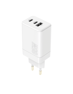 Chargeur USB-C 65W avec deux ports USB-C et un port USB - Blanc