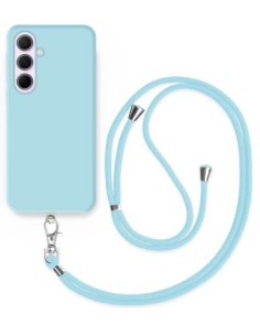 Cordon téléphone en nylon tressé 80cm réglable Bleu clair