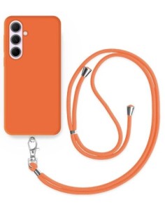 Cordon téléphone en nylon tressé 80cm réglable Orange Fluo