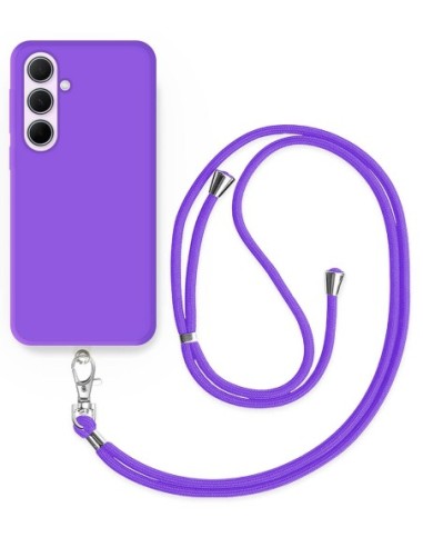 Cordon téléphone en nylon tressé 80cm réglable Violet