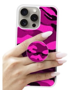 Grip imprimé pour téléphone | Design Camouflage rose | Poignée et support smartphone