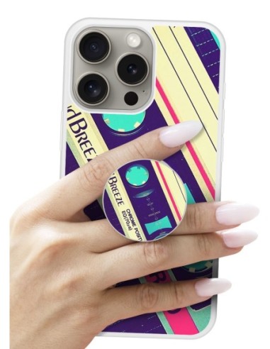 Grip imprimé pour téléphone | Design Cassette Vintage | Poignée et support smartphone