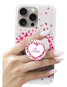 Grip imprimé pour téléphone | Design Confettis de Coeurs Love | Poignée et support smartphone