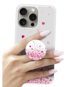 Grip imprimé pour téléphone | Design Confettis de Coeurs Rose | Poignée et support smartphone