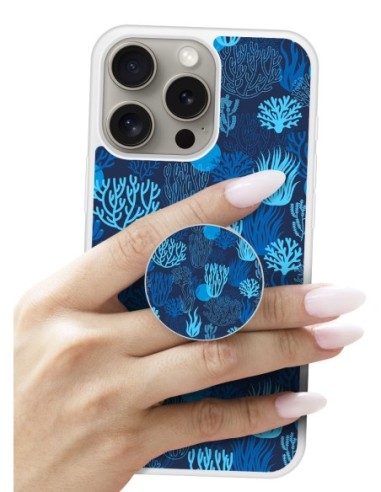 Grip imprimé pour téléphone | Design Corail bleu | Poignée et support smartphone