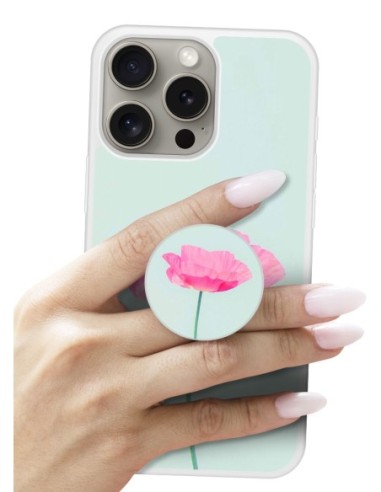 Grip imprimé pour téléphone | Design Fleur Rose | Poignée et support smartphone