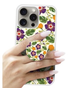 Grip imprimé pour téléphone | Design Fleurs Violettes | Poignée et support smartphone