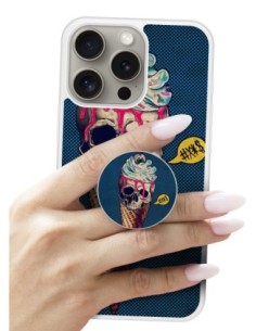 Grip imprimé pour téléphone | Design Ice cream skull blue | Poignée et support smartphone