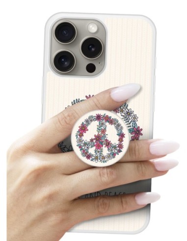 Grip imprimé pour téléphone | Design Love and peace floral | Poignée et support smartphone