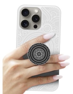 Grip imprimé pour téléphone | Design Mandala blanc | Poignée et support smartphone