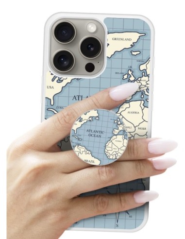 Grip imprimé pour téléphone | Design Map vintage | Poignée et support smartphone