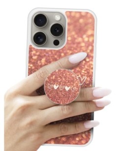 Grip imprimé pour téléphone | Design Paillettes coeur | Poignée et support smartphone