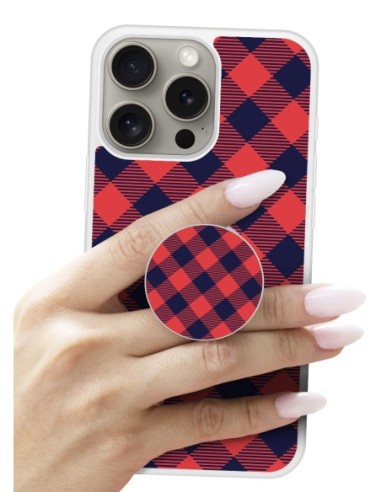 Grip imprimé pour téléphone | Design Tartan Rouge | Poignée et support smartphone