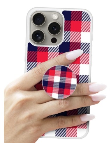 Grip imprimé pour téléphone | Design Tartan Tricolor | Poignée et support smartphone