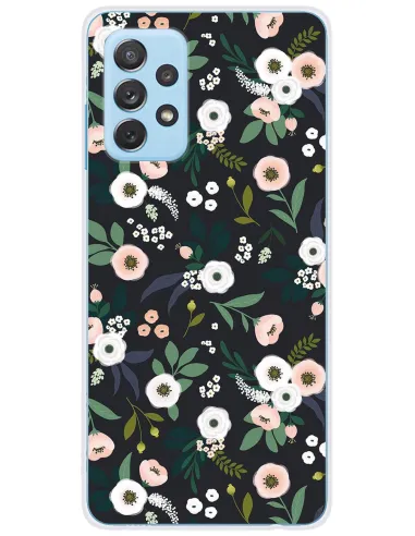 Coque en silicone imprimées pour Samsung Galaxy A32 4G Flowers Noir