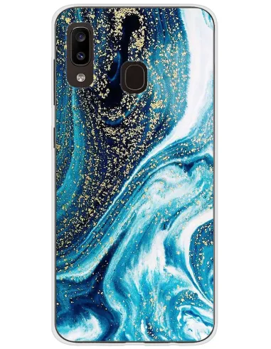 Coque Samsung Galaxy A20 Silicone et Verre Trempé Bleue