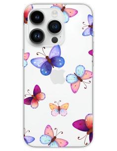 Coque en silicone imprimée Papillons colorés pour Apple iPhone 15 Pro