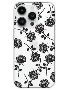 Coque en silicone imprimée Roses noires pour Apple iPhone 15 Pro